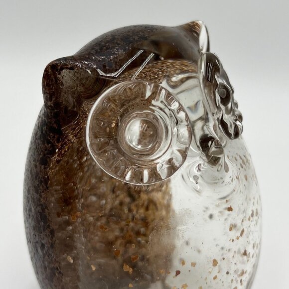 VINTAGE HAND-BLOWN gold flake glass owl art paper weight art collectable home de - Picture 8 of 13